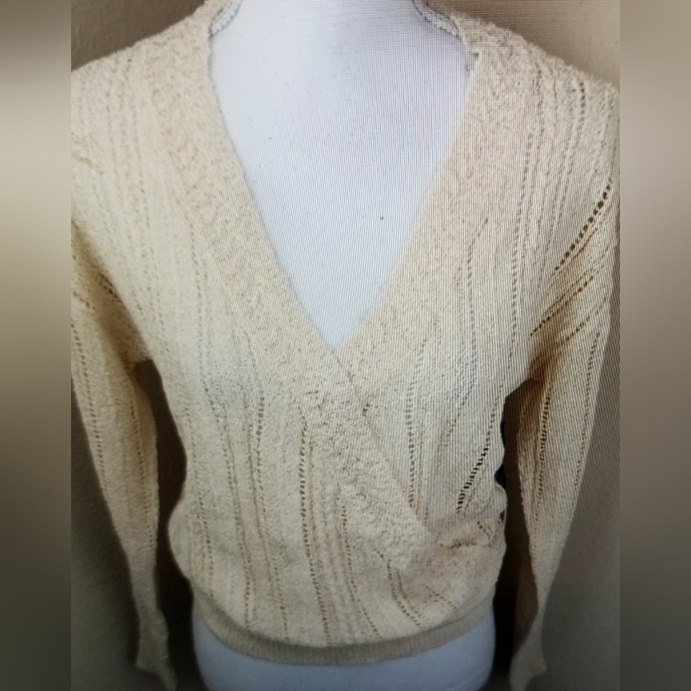 NWT ASTR WRAP FRONT SWEATER POINTELLE CREAM SWEATER - Picture 5 of 8